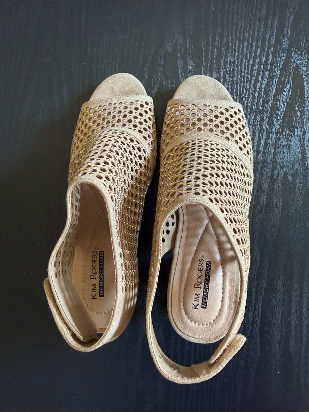 Kim Rogers Taupe Perforated Slingback Sandals
